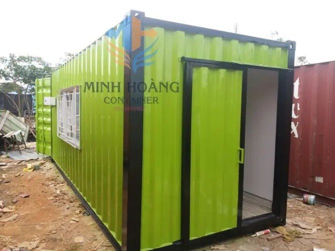 Container Văn Phòng 20 Feet Xanh Lá Viền Đen Có Toilet